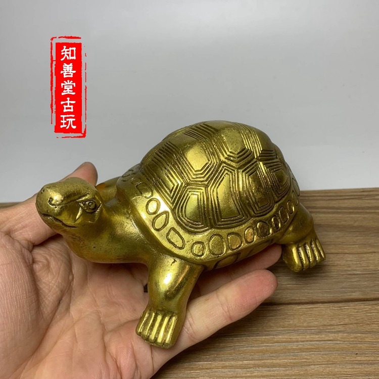 復古銅器 復古工藝品 純黃銅烏龜 老鱉 銅龜 長壽龜-細節圖4