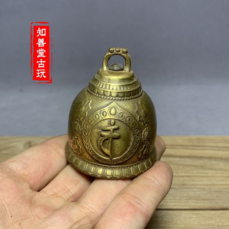 仿古古玩銅器收藏銅鈴鐺老銅藏鈴手工純銅製作精美佛頭銅鈴新品包-細節圖7