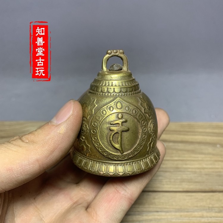 仿古古玩銅器收藏銅鈴鐺老銅藏鈴手工純銅製作精美佛頭銅鈴新品包-細節圖10