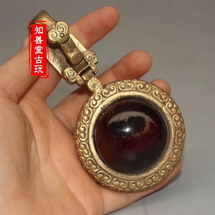復古實心純銅鑲嵌鑰匙扣 純銅吊墜掛件 黃銅汽車鑰匙扣皮帶扣-細節圖5