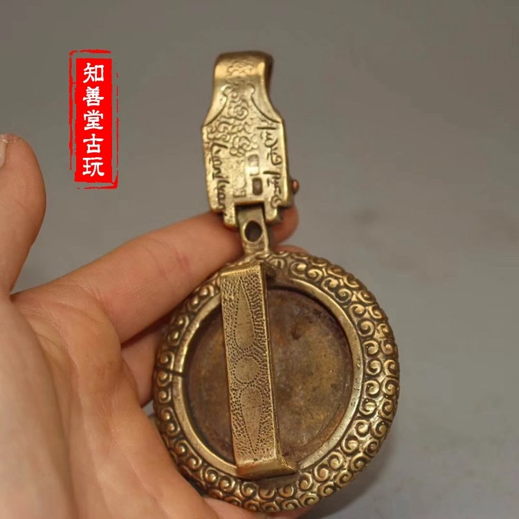 復古實心純銅鑲嵌鑰匙扣 純銅吊墜掛件 黃銅汽車鑰匙扣皮帶扣-細節圖6