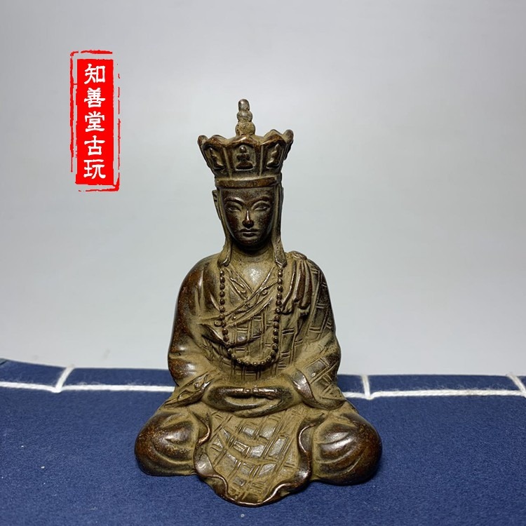仿古古玩收藏 寸佛地藏菩薩像復古小號 地藏王鍍銅像佛像菩薩像-細節圖5