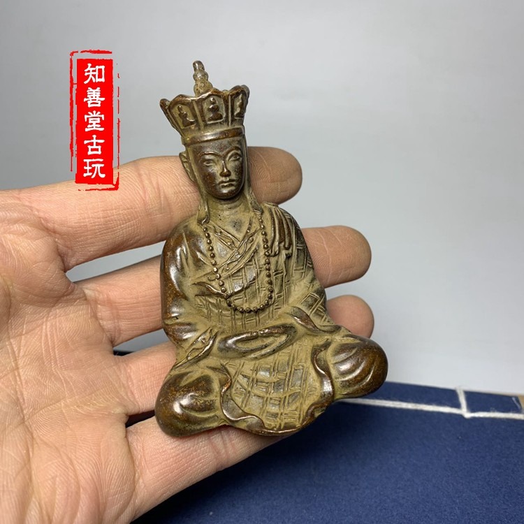 仿古古玩收藏 寸佛地藏菩薩像復古小號 地藏王鍍銅像佛像菩薩像-細節圖6