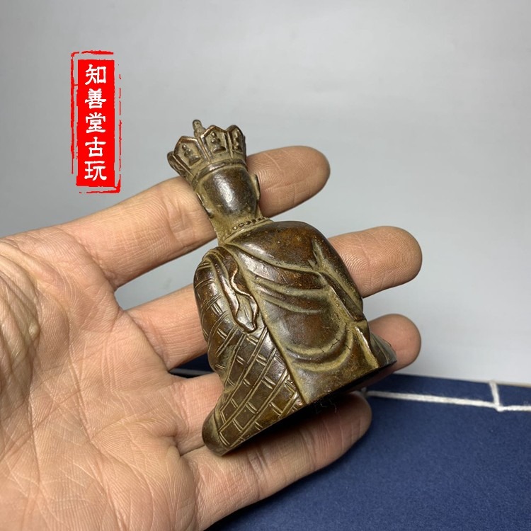 仿古古玩收藏 寸佛地藏菩薩像復古小號 地藏王鍍銅像佛像菩薩像-細節圖7