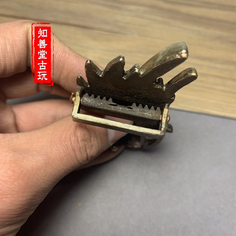 仿古古玩雜項收藏純銅龍頭皮帶扣 鎏金鎏銀 適合3釐米寬皮帶 古玩-細節圖5