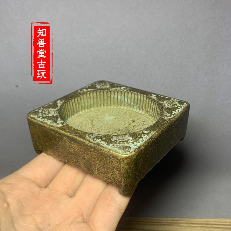 仿古古玩古董清代民俗雕件乾隆李裕元制純銅糕模福祿壽圖糕點模具-細節圖5