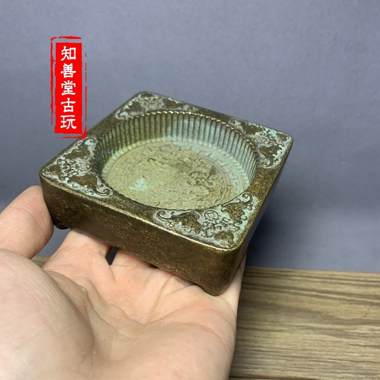 仿古古玩古董清代民俗雕件乾隆李裕元制純銅糕模福祿壽圖糕點模具-細節圖8