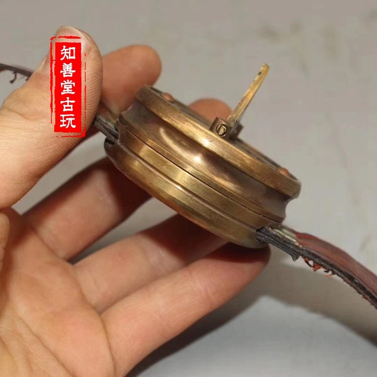 仿古黃銅 真皮懷表指南針指北針手錶海盜遠航羅盤指南針裝飾品-細節圖5