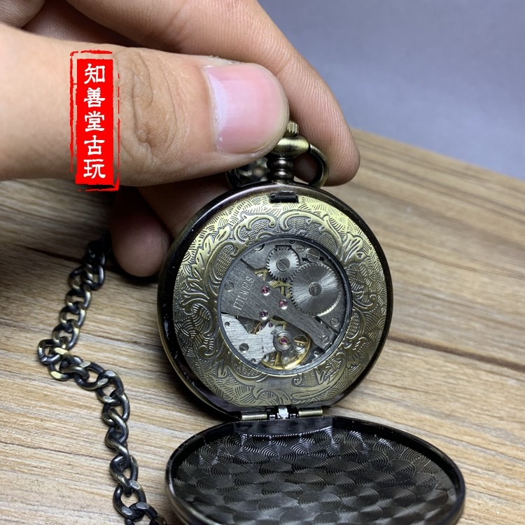 仿古鏤空項鏈表古董仿古表 老式上海火車頭 自動機械懷表男女翻蓋-細節圖5