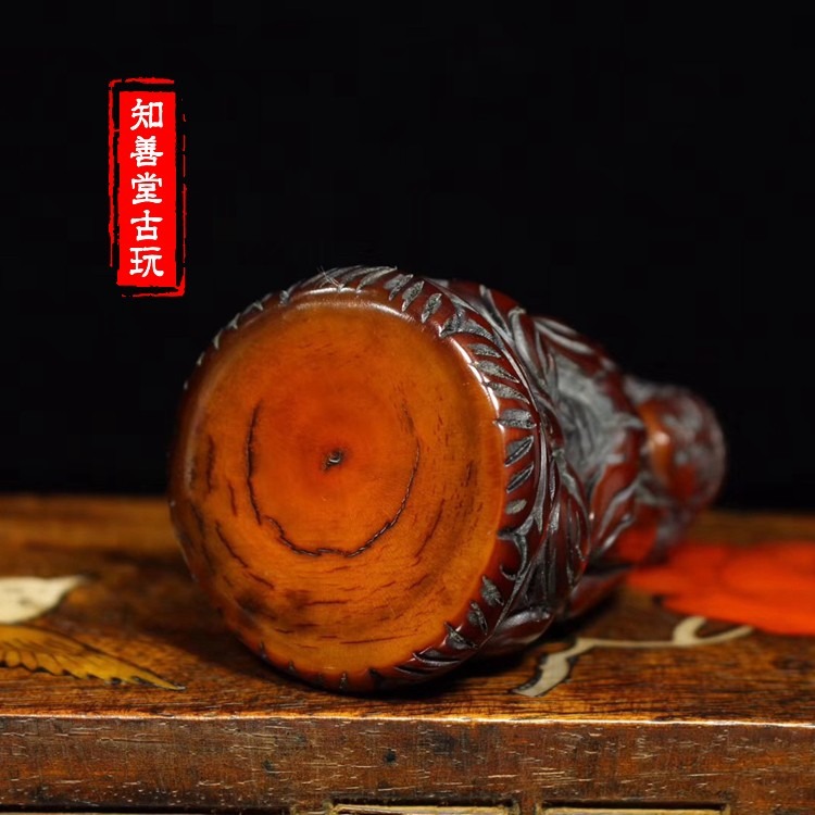 古玩收藏包漿?牛角雕刻三面佛祖觀音把件古玩雜項仿古老牛角擺件-細節圖9