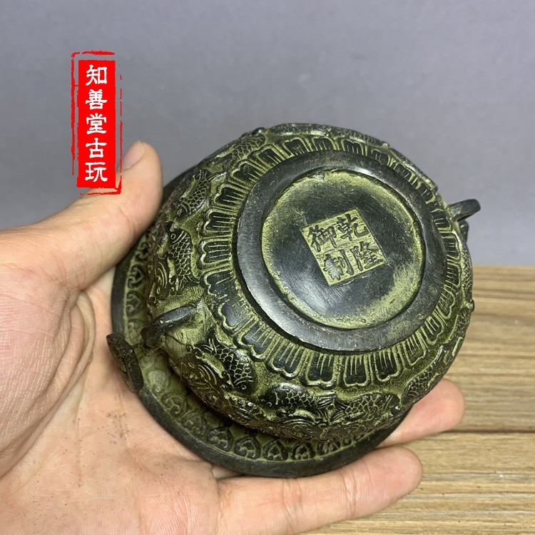 熱銷古玩銅器收藏 仿古青銅器聚寶盆擺件家居店鋪辦公室桌面飾品-細節圖5