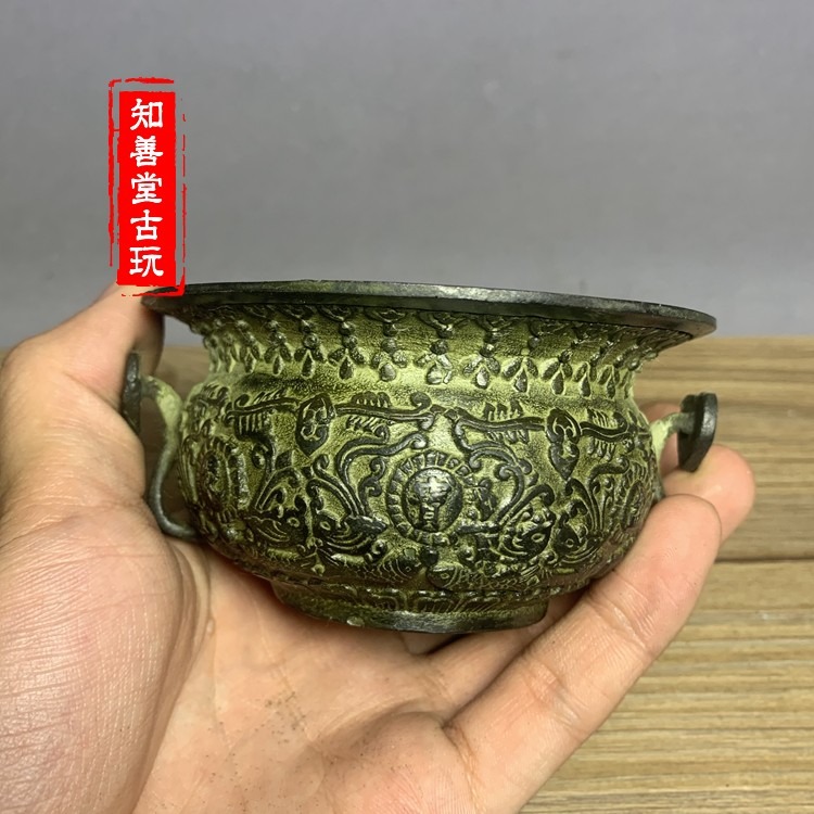 熱銷古玩銅器收藏 仿古青銅器聚寶盆擺件家居店鋪辦公室桌面飾品-細節圖7