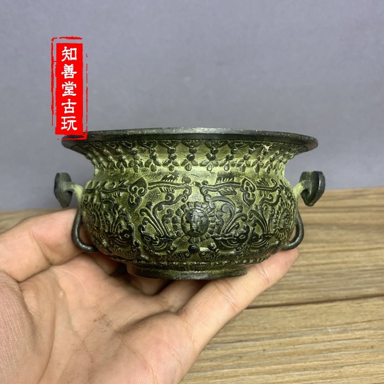 熱銷古玩銅器收藏 仿古青銅器聚寶盆擺件家居店鋪辦公室桌面飾品-細節圖10
