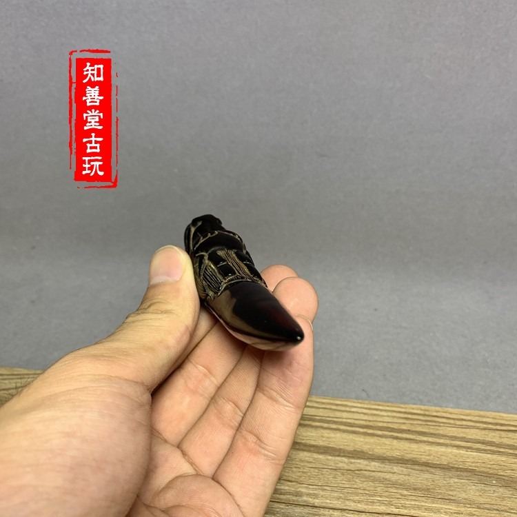牛角雕刻龍魚造型手把件?牛角骨雕文玩收藏鑰匙扣掛件-細節圖10