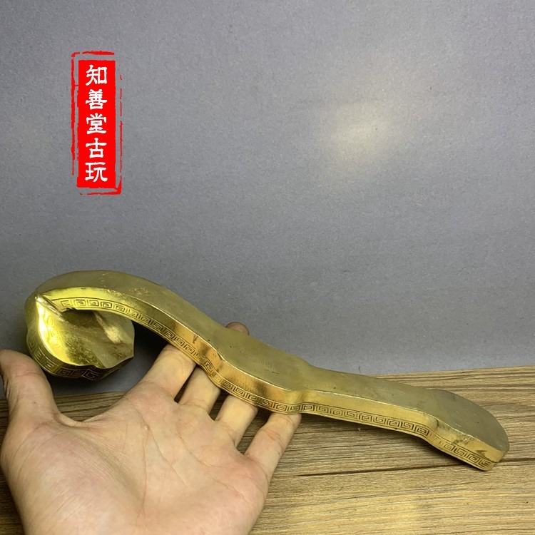 特價仿古純銅龍鳳呈祥如意擺件招財納福家居裝飾工藝禮品古玩收藏-細節圖3
