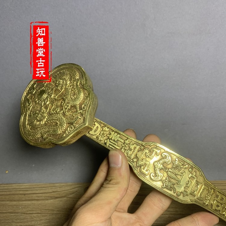 特價仿古純銅龍鳳呈祥如意擺件招財納福家居裝飾工藝禮品古玩收藏-細節圖8