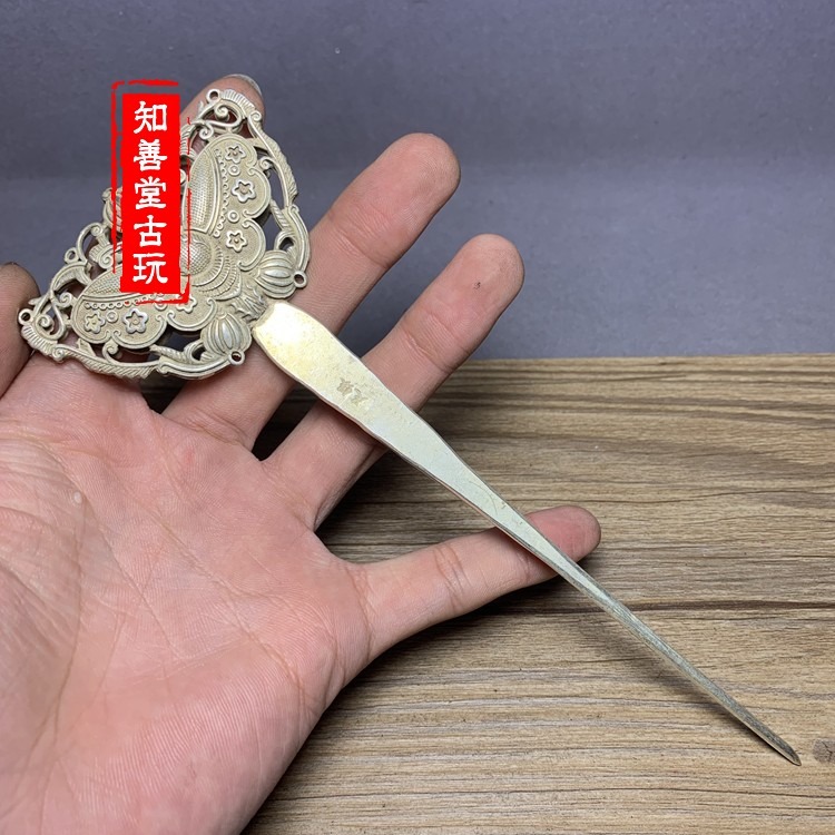 古玩雜項仿藏銀蝴蝶發簪古代銀簪子發簪古代頭飾發飾精美發簪子-細節圖8