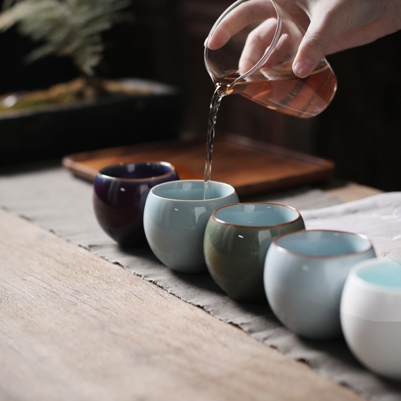 五大名窯茶杯禮盒裝日式功夫茶具陶瓷品茗杯單杯汝窯開片茶盞套裝-細節圖4