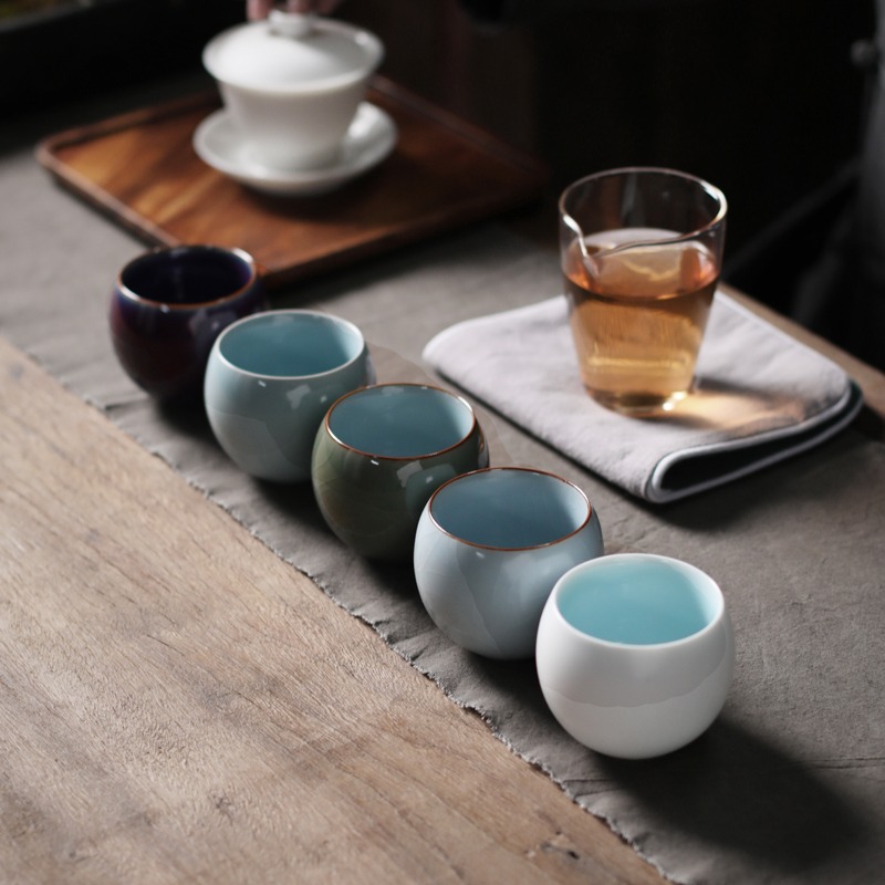 五大名窯茶杯禮盒裝日式功夫茶具陶瓷品茗杯單杯汝窯開片茶盞套裝-細節圖5
