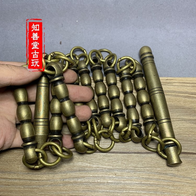 古玩雜項純銅實心九節鞭武術鞭練功鞭仿古九節鞭收藏精鑄工藝品-細節圖2