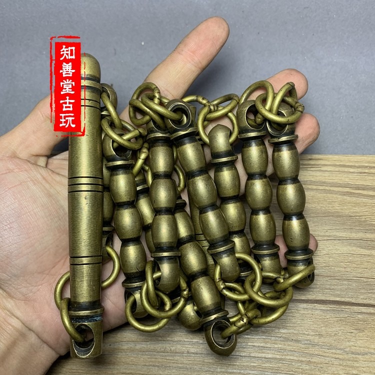 古玩雜項純銅實心九節鞭武術鞭練功鞭仿古九節鞭收藏精鑄工藝品-細節圖8