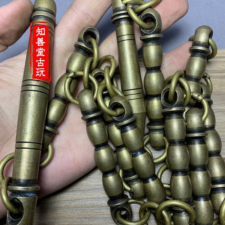 古玩雜項純銅實心九節鞭武術鞭練功鞭仿古九節鞭收藏精鑄工藝品-細節圖9