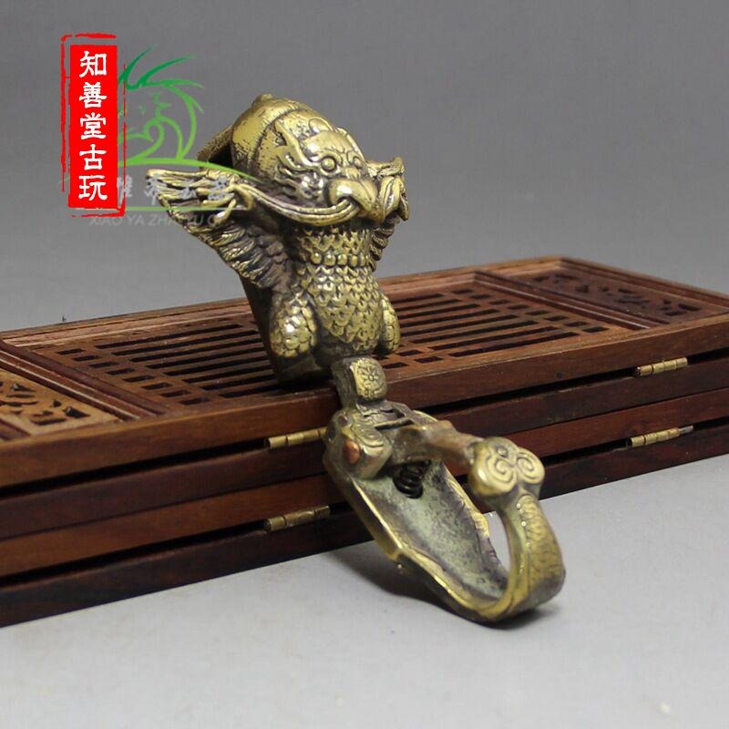 知善堂 仿古古玩黃銅純銅老鷹皮帶扣鑰匙扣掛飾 男款招財雄鷹腰掛-細節圖7