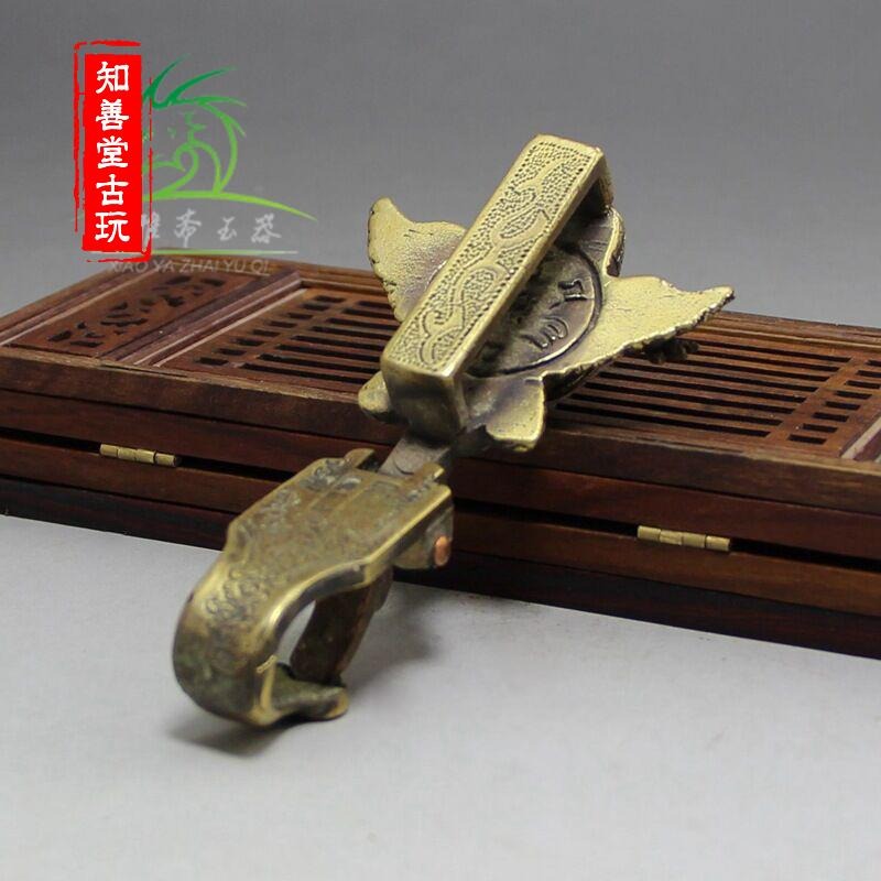 知善堂 仿古古玩黃銅純銅老鷹皮帶扣鑰匙扣掛飾 男款招財雄鷹腰掛-細節圖10