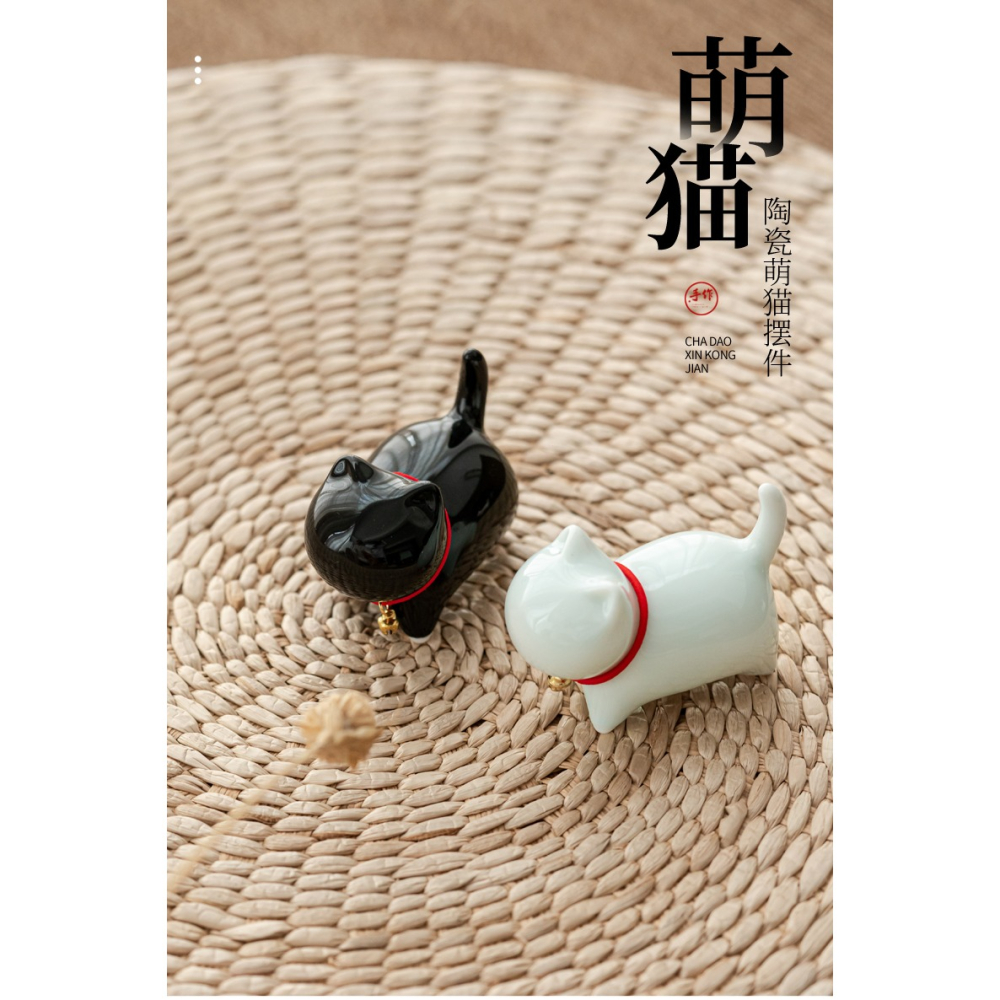 陶瓷萌貓茶寵擺件精品高檔創意可愛茶臺茶桌飾品茶藝茶道茶玩擺設-細節圖6