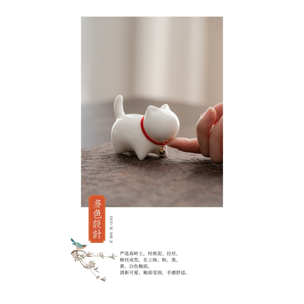 陶瓷萌貓茶寵擺件精品高檔創意可愛茶臺茶桌飾品茶藝茶道茶玩擺設-細節圖7