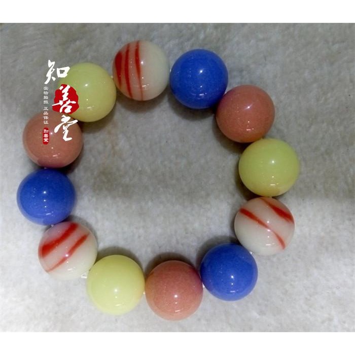 天然夜光石多寶珠夜明珠夜光石七彩手鏈 情侶款圓珠螢石佛珠手串-細節圖3