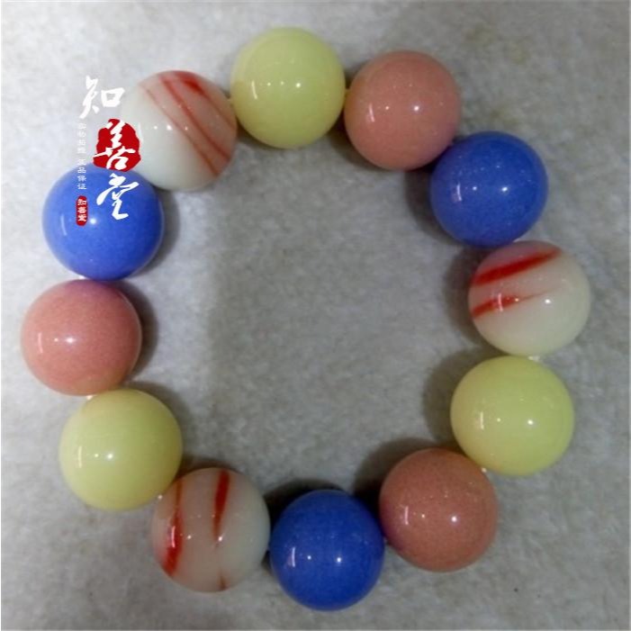 天然夜光石多寶珠夜明珠夜光石七彩手鏈 情侶款圓珠螢石佛珠手串-細節圖10
