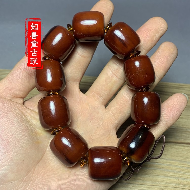 保真天然西藏老?牛角手串桶珠手鏈男女士藏式牛角佛珠手鏈文玩-細節圖2