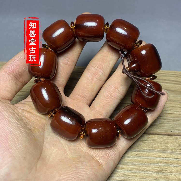 保真天然西藏老?牛角手串桶珠手鏈男女士藏式牛角佛珠手鏈文玩-細節圖3