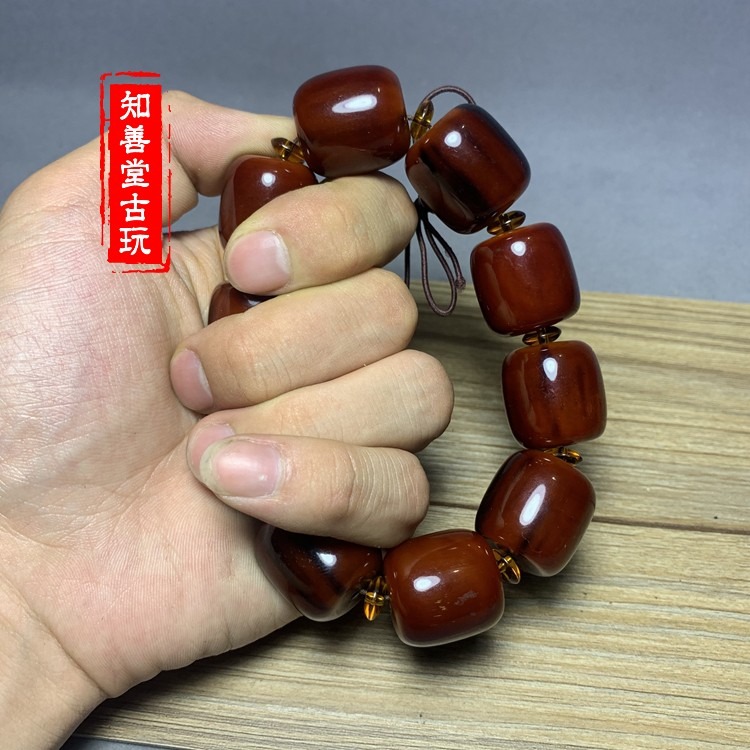 保真天然西藏老?牛角手串桶珠手鏈男女士藏式牛角佛珠手鏈文玩-細節圖4