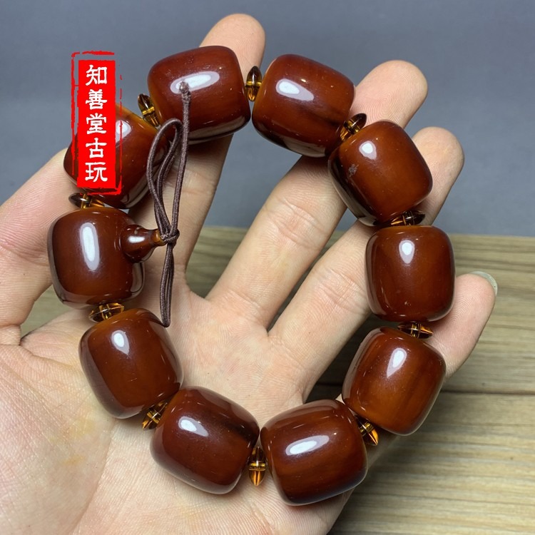 保真天然西藏老?牛角手串桶珠手鏈男女士藏式牛角佛珠手鏈文玩-細節圖10