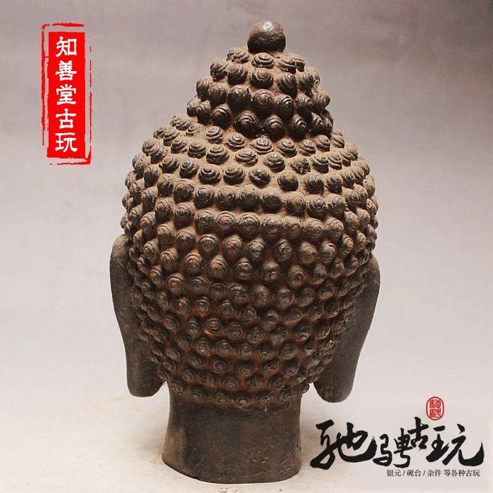 熱賣特價古玩鐵佛頭雜項石佛頭仿古老鐵器鐵如來佛頭佛頭像老鐵器-細節圖2