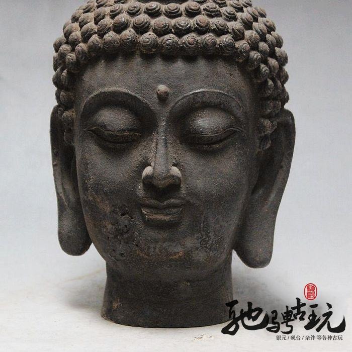 熱賣特價古玩鐵佛頭雜項石佛頭仿古老鐵器鐵如來佛頭佛頭像老鐵器-細節圖3