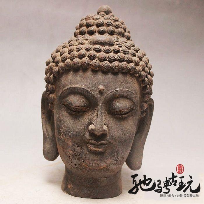 熱賣特價古玩鐵佛頭雜項石佛頭仿古老鐵器鐵如來佛頭佛頭像老鐵器-細節圖4