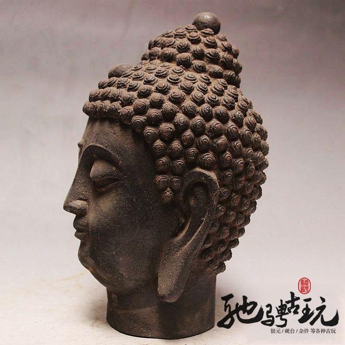 熱賣特價古玩鐵佛頭雜項石佛頭仿古老鐵器鐵如來佛頭佛頭像老鐵器-細節圖5