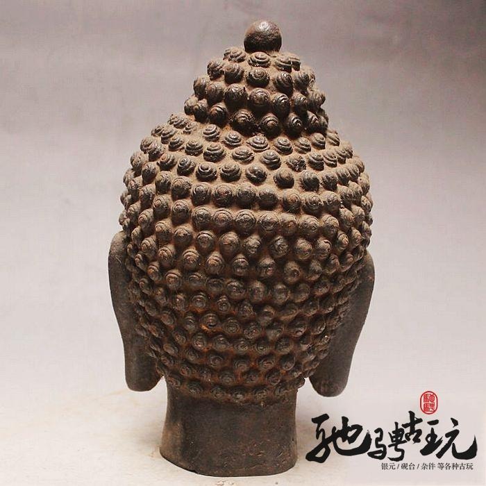 熱賣特價古玩鐵佛頭雜項石佛頭仿古老鐵器鐵如來佛頭佛頭像老鐵器-細節圖10