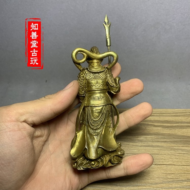 銅佛像二郎神楊戩道教郎君神擺件嘯天犬銅像三尖兩刃刀銅人神像-細節圖8