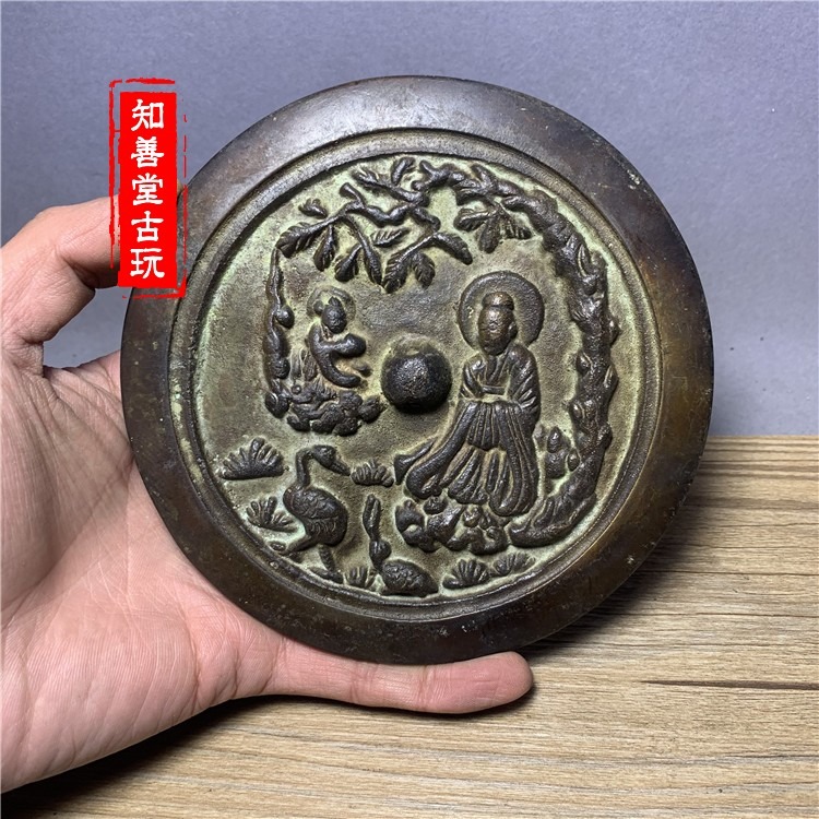 銅鏡 人物銅鏡 仿古銅鏡 老鏡子 青銅鏡子 仿古工藝品 古玩收藏-細節圖6