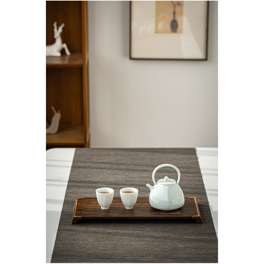 黑檀木鑲銅幹泡盤茶盤實木整塊小茶臺茶室日式簡約壺承茶承託盤-細節圖10