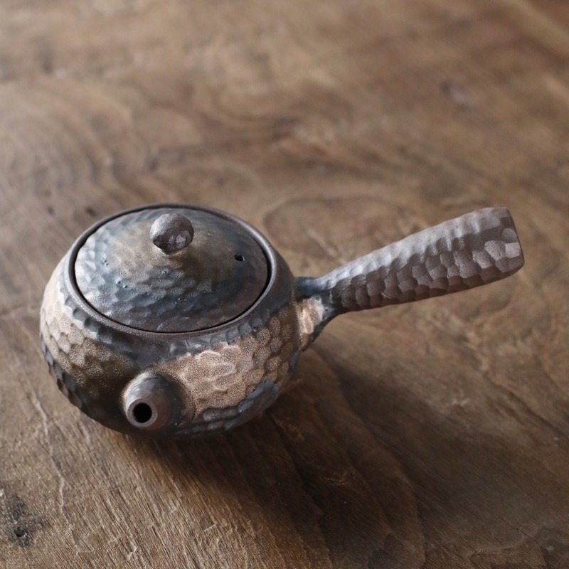 粗陶錘紋側把壺陶瓷日式蠟燭加熱茶壺套裝煮茶壺家用功夫茶壺單壺-細節圖5