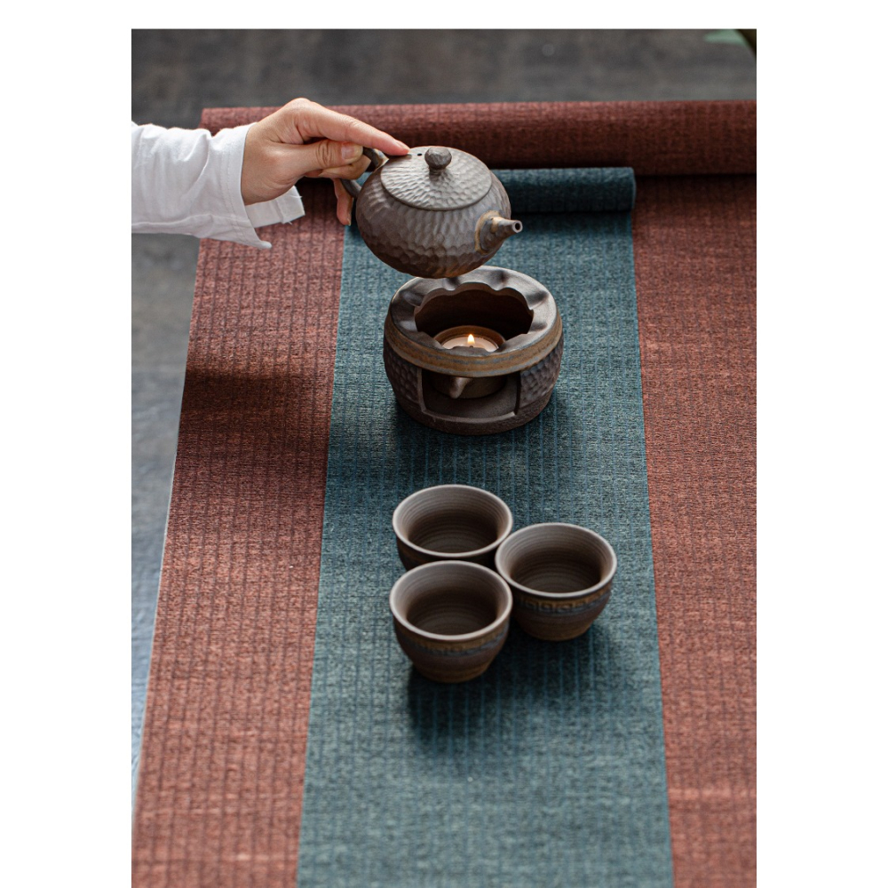溫茶爐蠟燭復古日式茶壺加熱底座粗陶鎏金保溫功夫煮茶溫茶器套裝-細節圖9