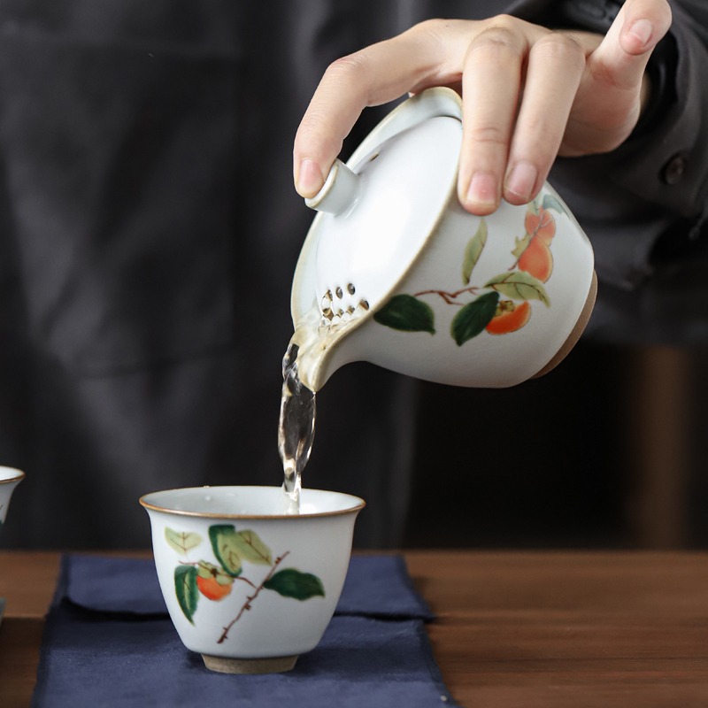 汝窯便攜式茶具旅行套裝隨身收納包日式戶外功夫茶快客杯一壺兩杯-細節圖3