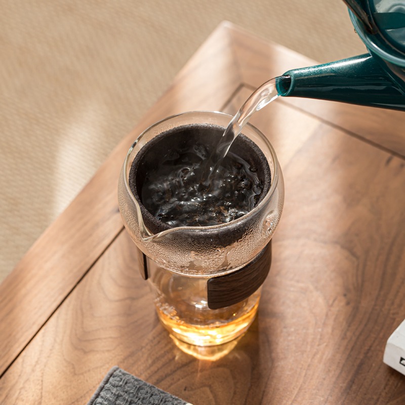 旋轉過濾玻璃公道杯茶漏一體套裝耐熱防燙日式創意茶海單個分茶器-細節圖3