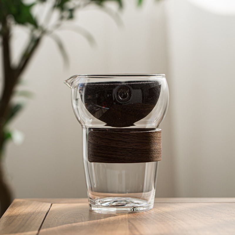 旋轉過濾玻璃公道杯茶漏一體套裝耐熱防燙日式創意茶海單個分茶器-細節圖5
