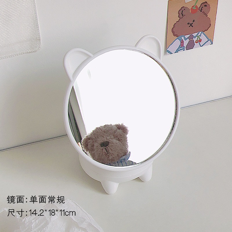 ins風少女心桌面臺式化妝鏡學生宿舍收納梳妝鏡網紅可愛公主鏡子-細節圖6